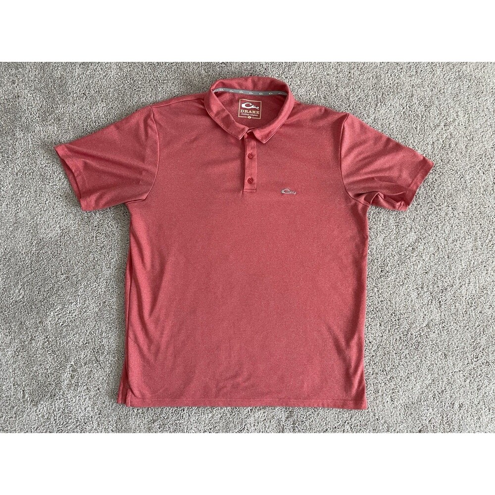 Drake Clothing Company Waterfowl Coral Polo Shirt Mens Large Golf Tennis Casual
